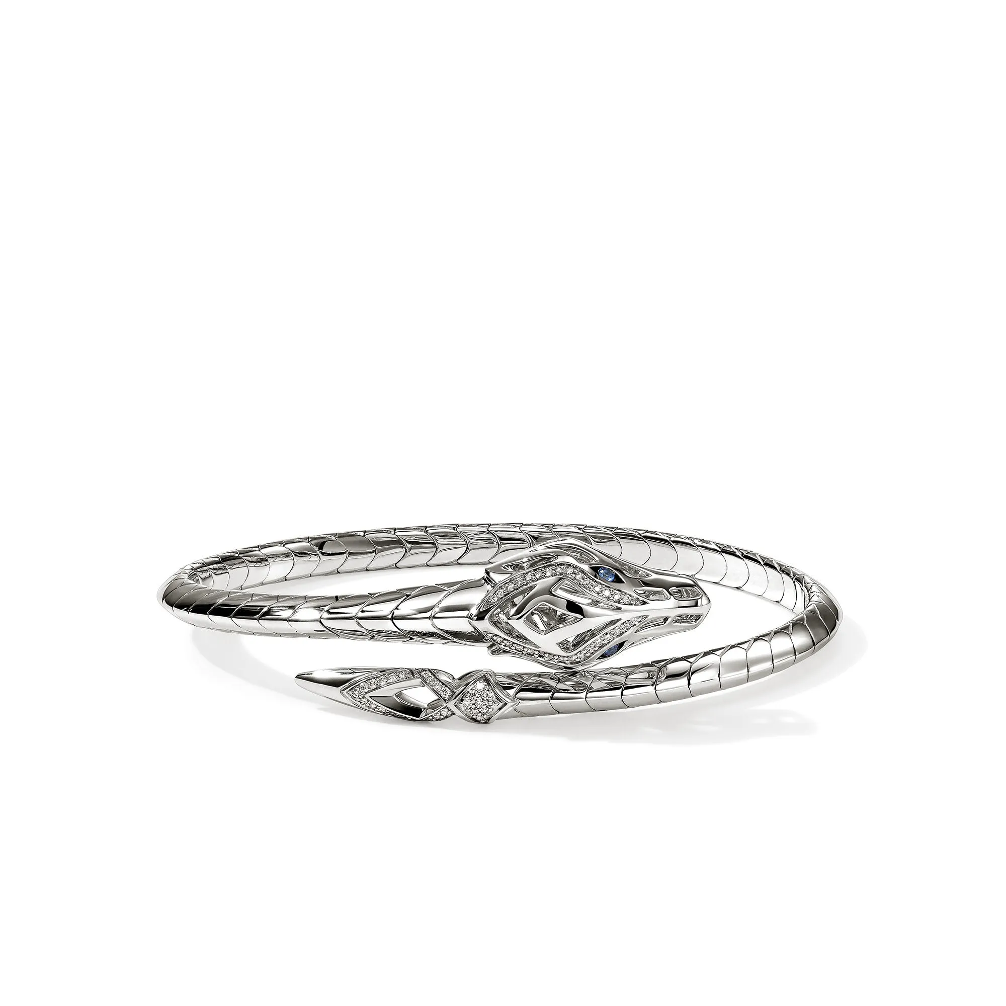 Naga Flex Cuff, Sterling Silver, Diamonds, Blue Sapphires|CBP603682BSPDI sold by John Hardy