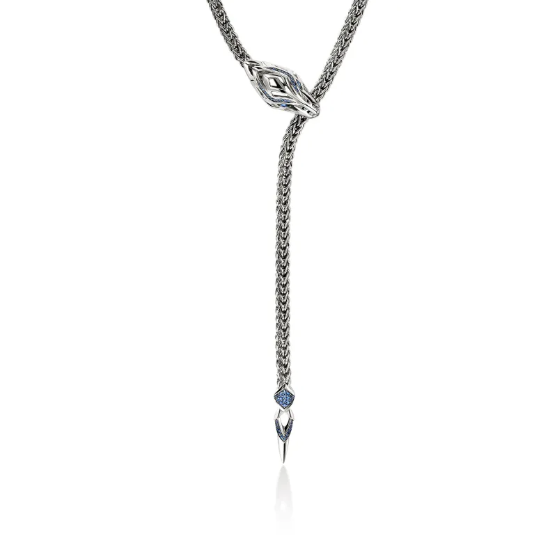 Naga Y Necklace, Sterling Silver, Blue Sapphires, 4.4MM|NBS603954BSP sold by John Hardy