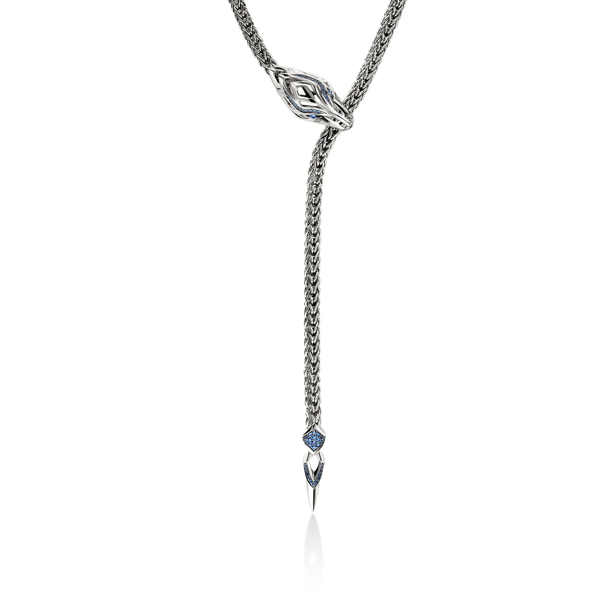 Naga Y Necklace, Sterling Silver, Blue Sapphires, 4.4MM|NBS603954BSP sold by John Hardy