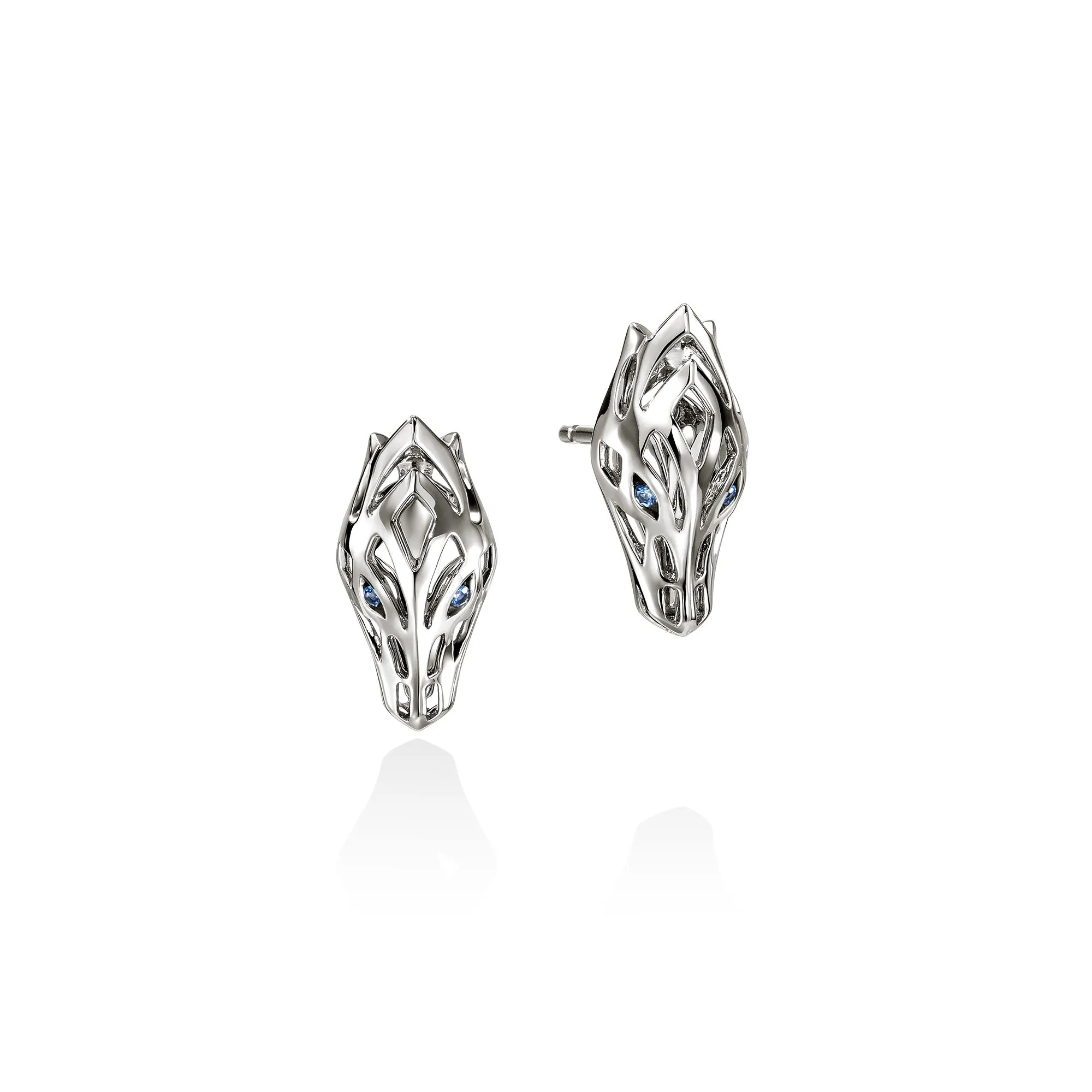 Naga Stud Earrings, Sterling Silver, Blue Sapphires|EBS603721BSP sold by John Hardy