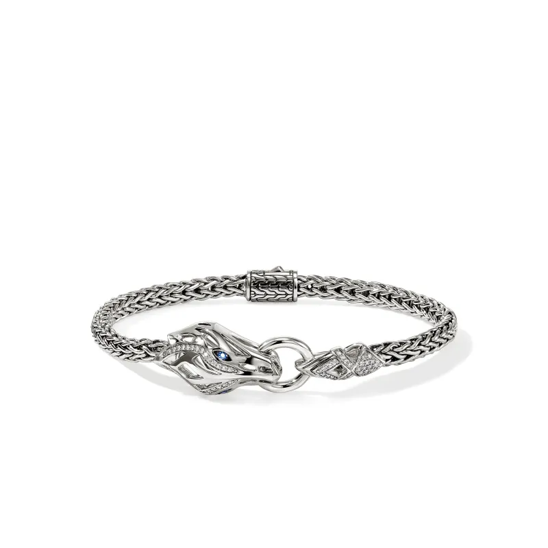 Naga Bracelet, Sterling Silver, Diamonds, Blue Sapphires, 4.4MM|BUP603742BSPDI sold by John Hardy