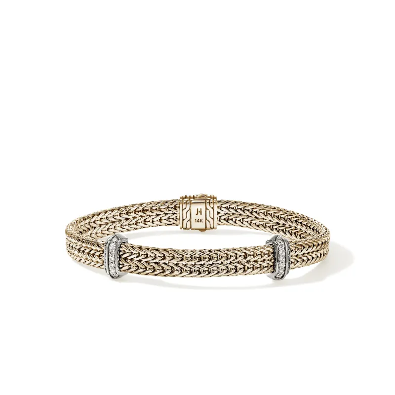 Icon Link Bracelet, Gold, Diamonds, 6MM|BUGGX989792DI sold by John Hardy