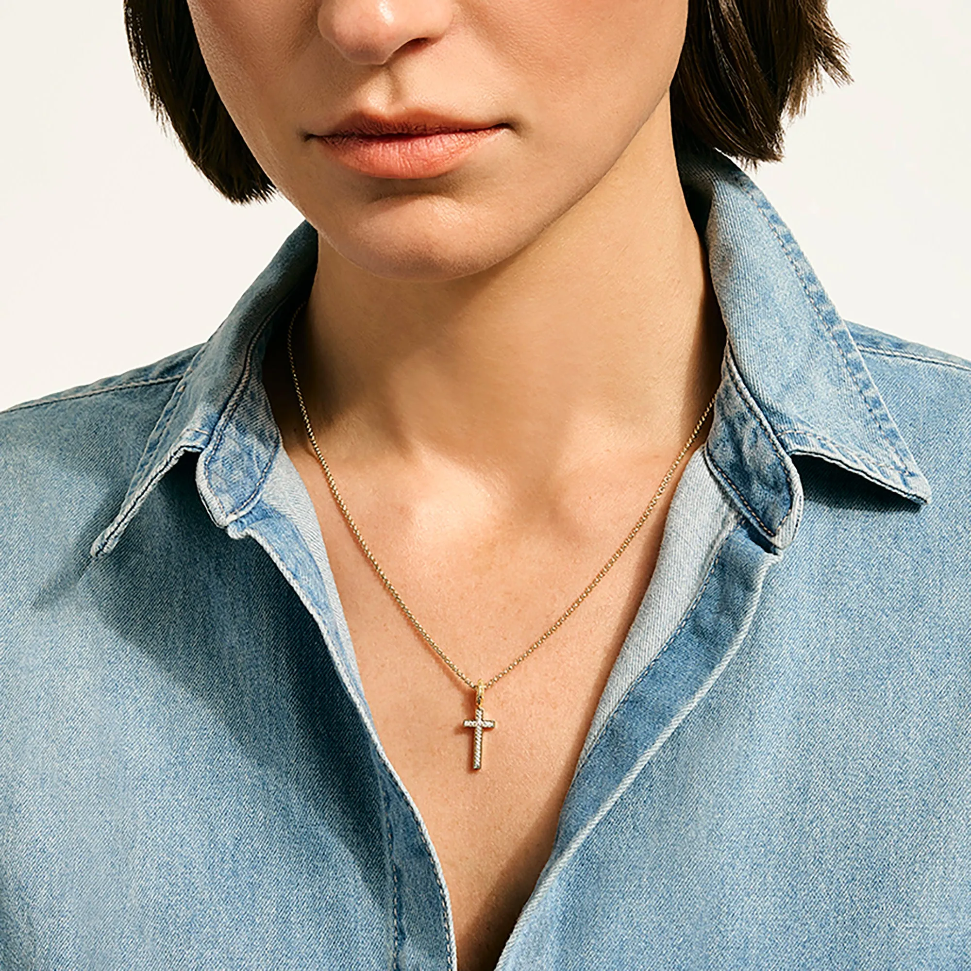 JH Essential Cross Necklace, Gold, Diamonds|NGGX9893882DI sold by John Hardy product image thumbnail 5