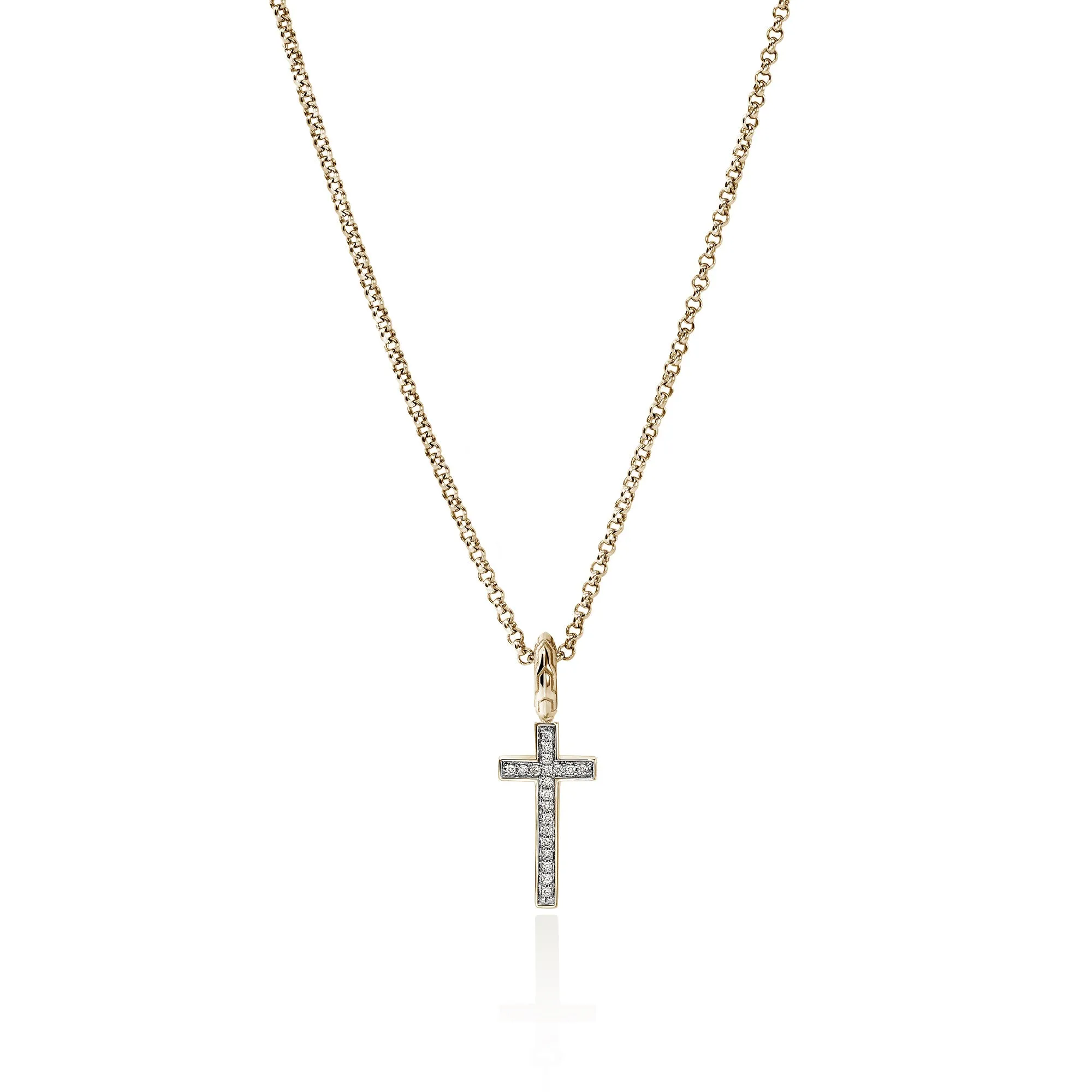 JH Essential Cross Necklace, Gold, Diamonds|NGGX9893882DI sold by John Hardy