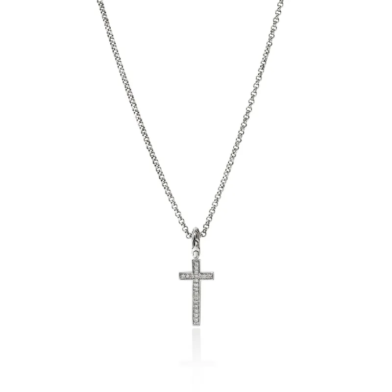 JH Essential Cross Necklace, Sterling Silver, Diamonds|NBP9893882DI sold by John Hardy