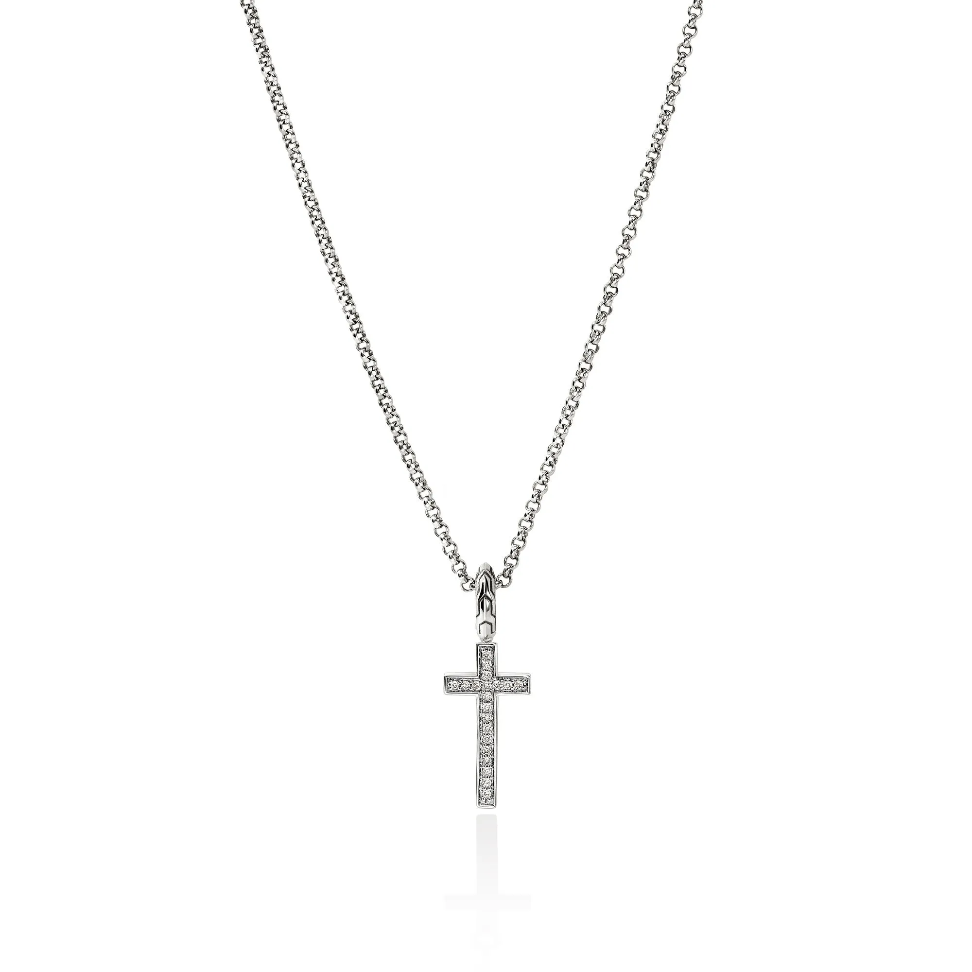 JH Essential Cross Necklace, Sterling Silver, Diamonds|NBP9893882DI sold by John Hardy