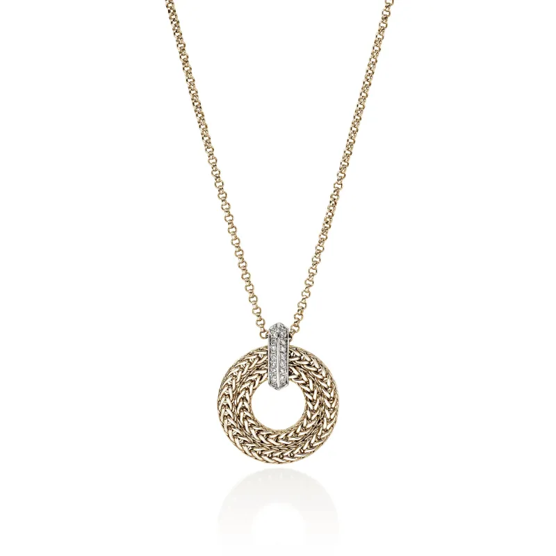 Icon Link Pendant Necklace, Gold, Diamonds, 2MM|NGGX989542DI sold by John Hardy