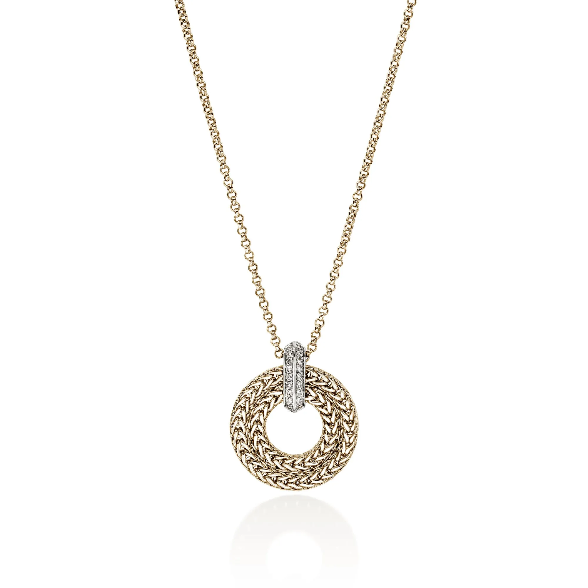 Icon Link Pendant Necklace, Gold, Diamonds, 2MM|NGGX989542DI sold by John Hardy