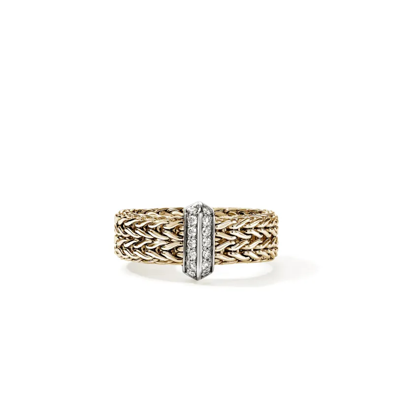 Icon Link Bar Ring, Gold, Diamonds, 6MM|RGGX987362DI sold by John Hardy