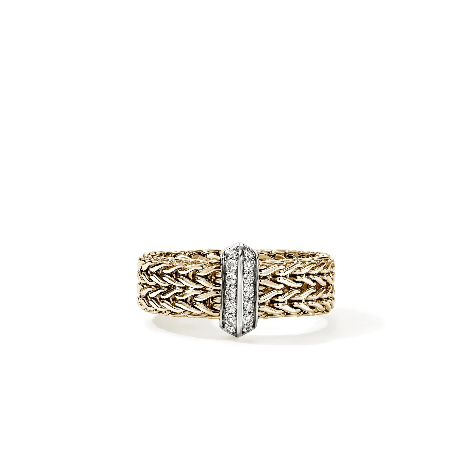 Icon Link Bar Ring, Gold, Diamonds, 6MM|RGGX987362DI sold by John Hardy