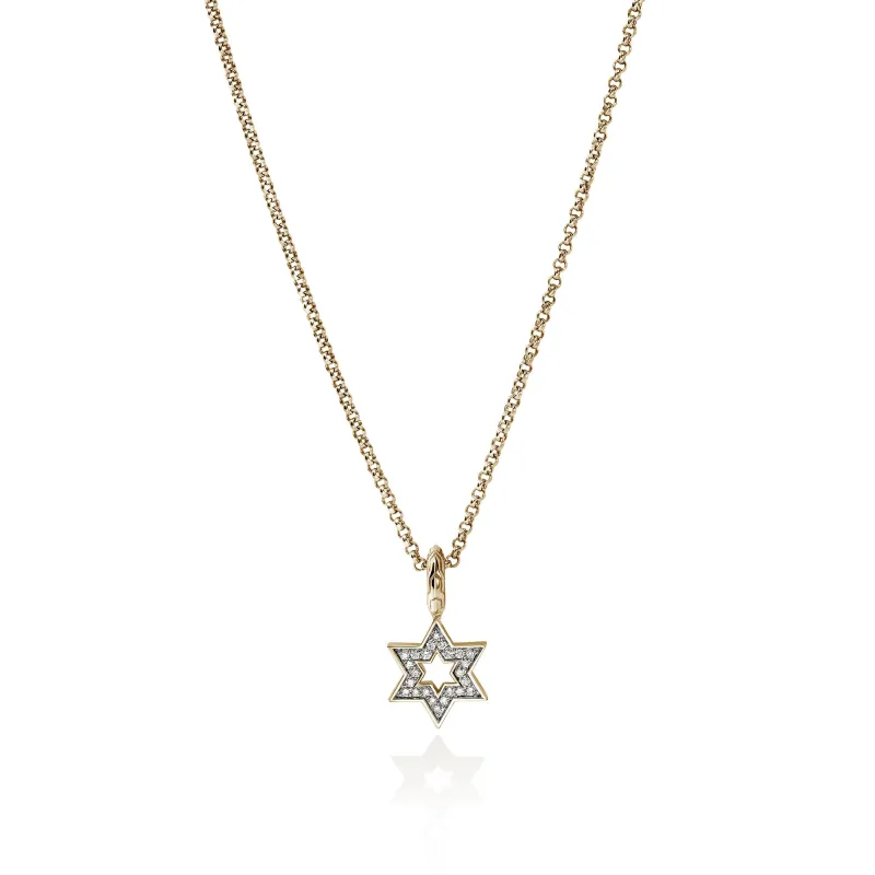 JH Essential Star of David Necklace, Gold, Diamonds|NGGX9894002DI sold by John Hardy