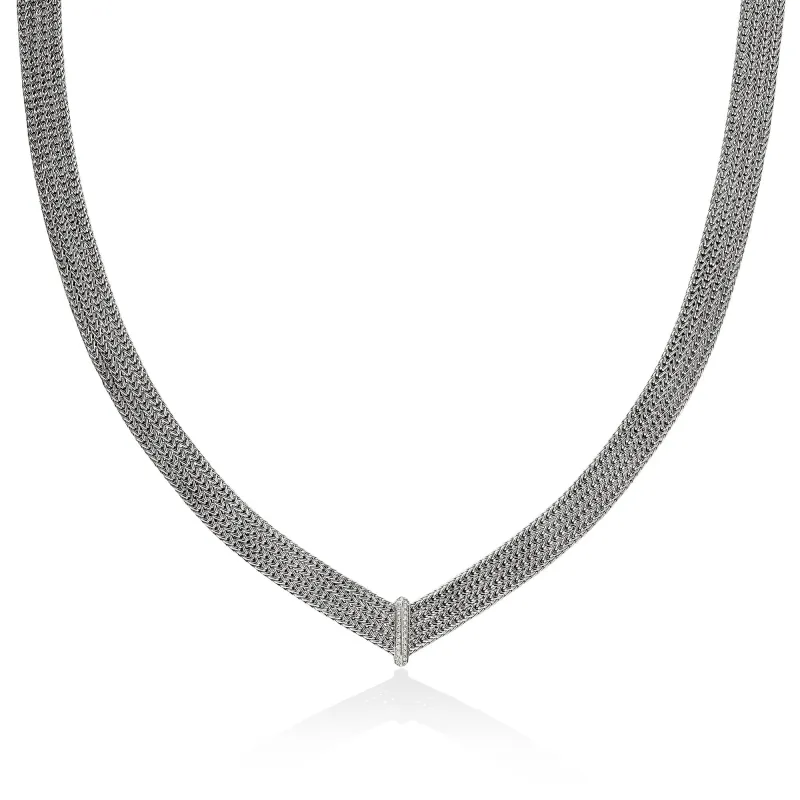 Icon Link Necklace, Sterling Silver, Diamonds, 12MM|NBP9009882DI sold by John Hardy
