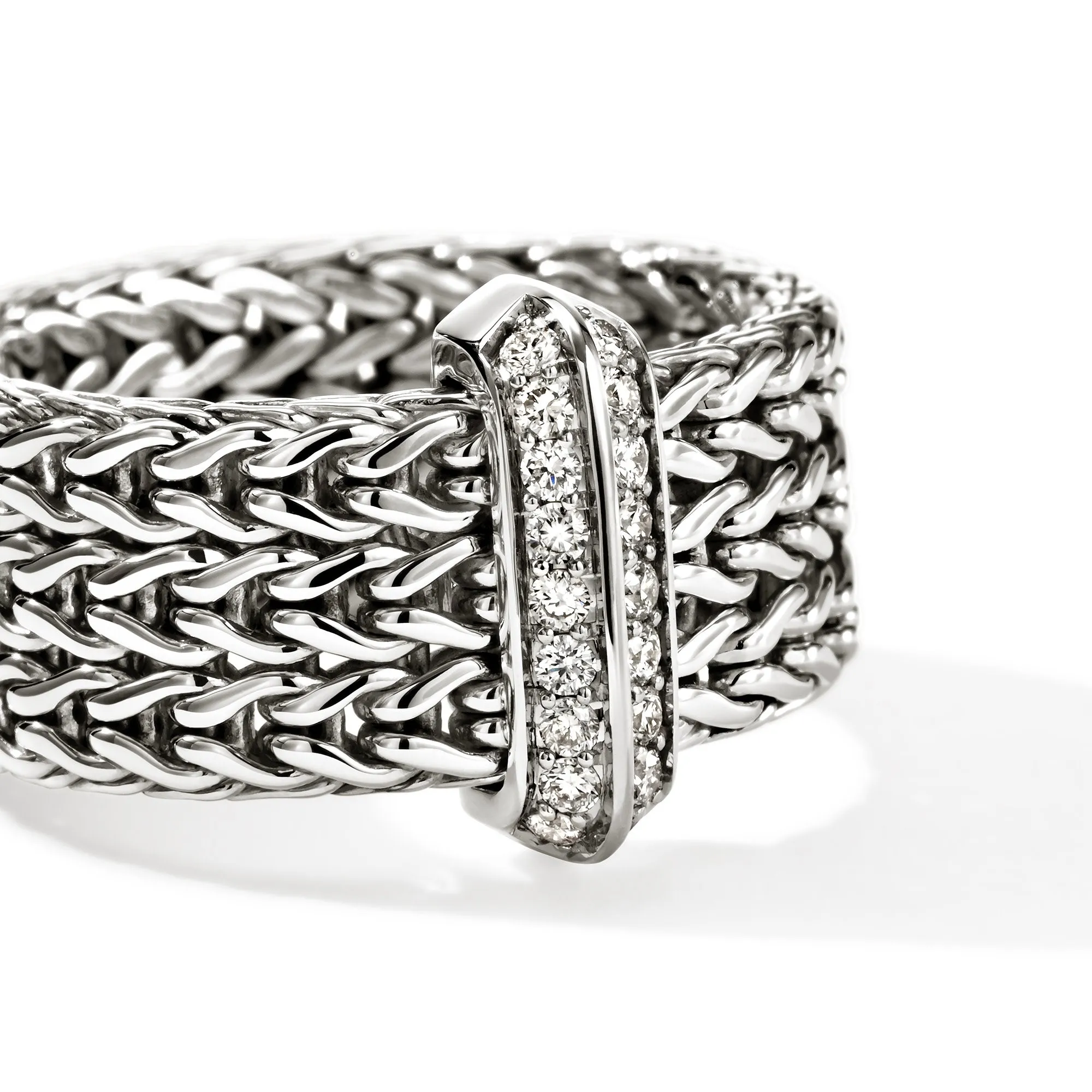 Icon Link Bar Ring, Sterling Silver, Diamonds, 9MM|RBP989532DI sold by John Hardy product image thumbnail 2