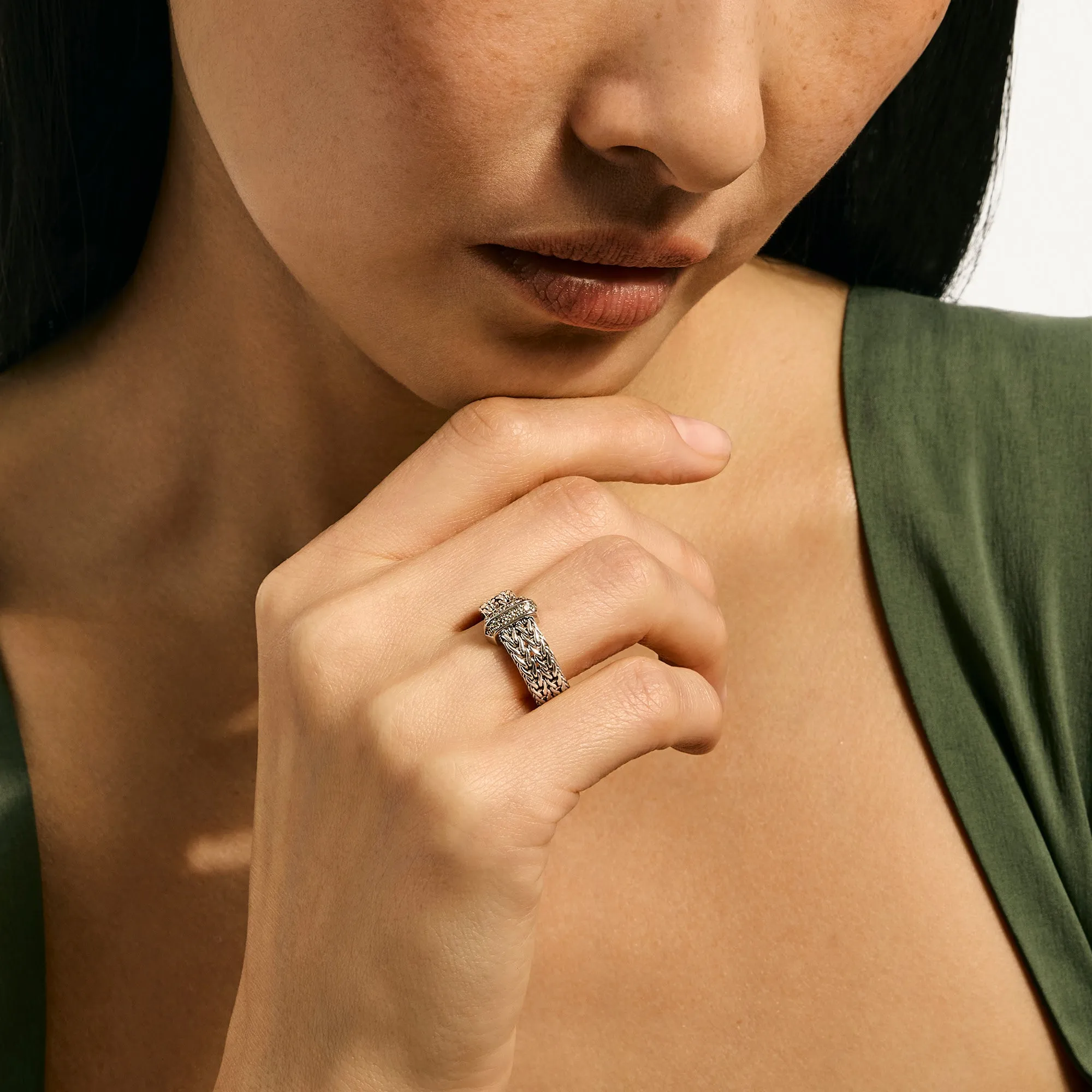 Icon Link Bar Ring, Sterling Silver, Diamonds, 6MM|RBP987362DI sold by John Hardy product image thumbnail 5