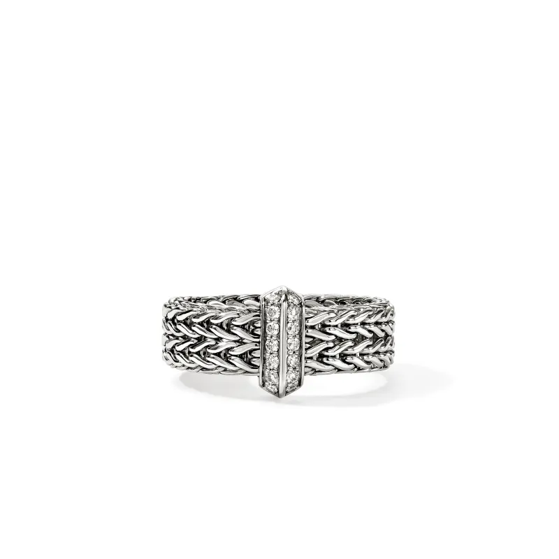 Icon Link Bar Ring, Sterling Silver, Diamonds, 6MM|RBP987362DI sold by John Hardy
