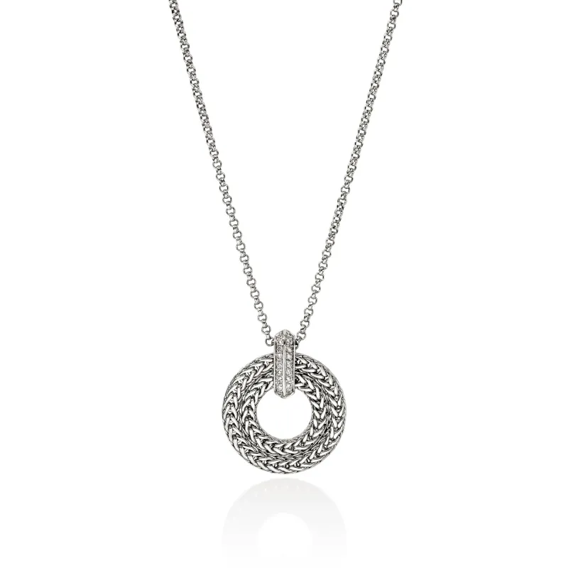 Icon Link Pendant Necklace, Sterling Silver, Diamonds, 2MM|NBP989542DI sold by John Hardy
