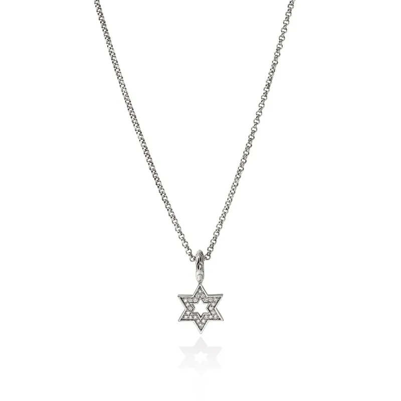 JH Essential Star of David Necklace, Sterling Silver, Diamonds|NBP9894002DI sold by John Hardy