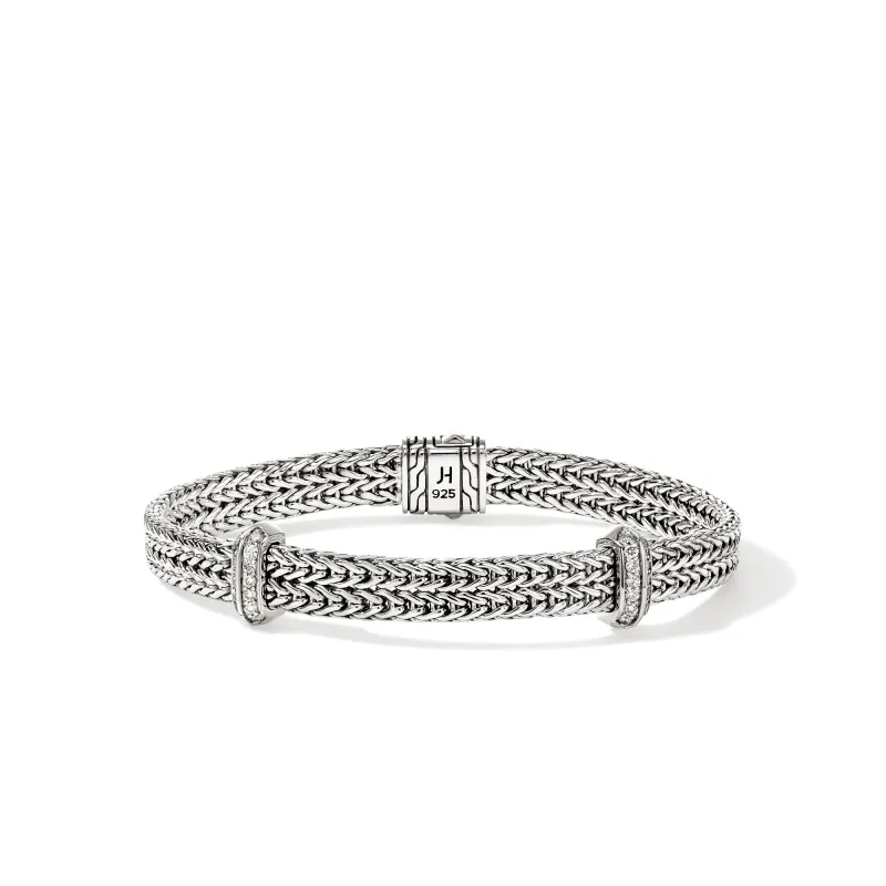 Icon Link Bracelet, Sterling Silver, Diamonds, 6MM|BUP989792DI sold by John Hardy
