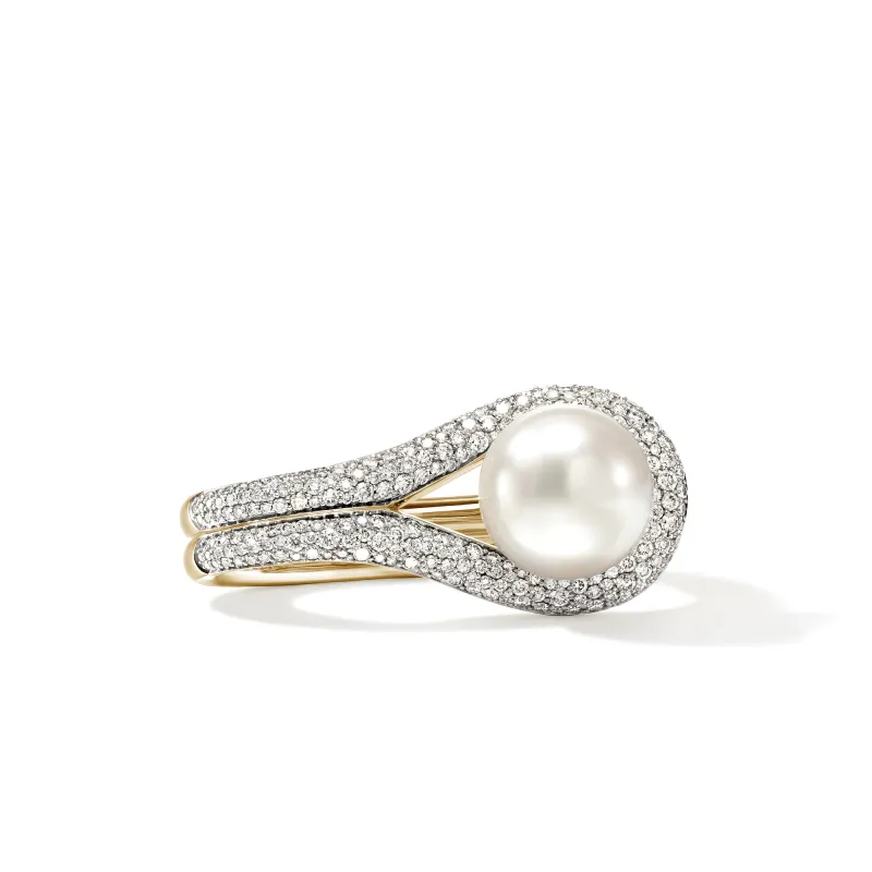 Surf Two Finger Ring, Gold, Diamonds, Pearl|RGGX895152DI sold by John Hardy