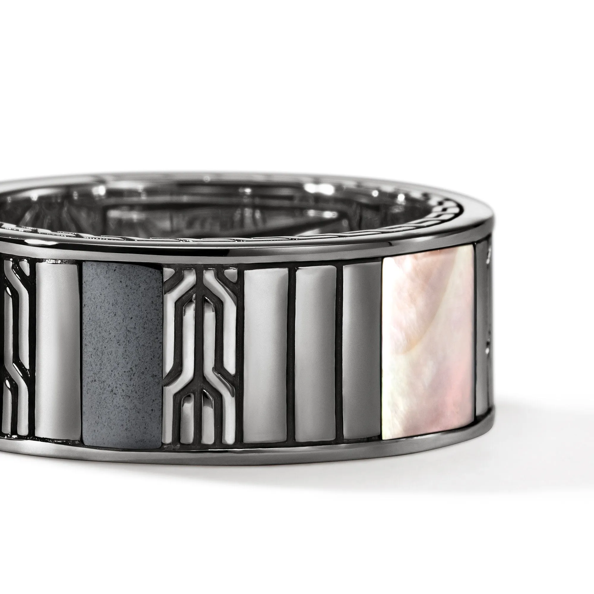 Carved Chain Ring, Dark Silver, Hardstones|RMS988021BRDBONHE sold by John Hardy product image thumbnail 2