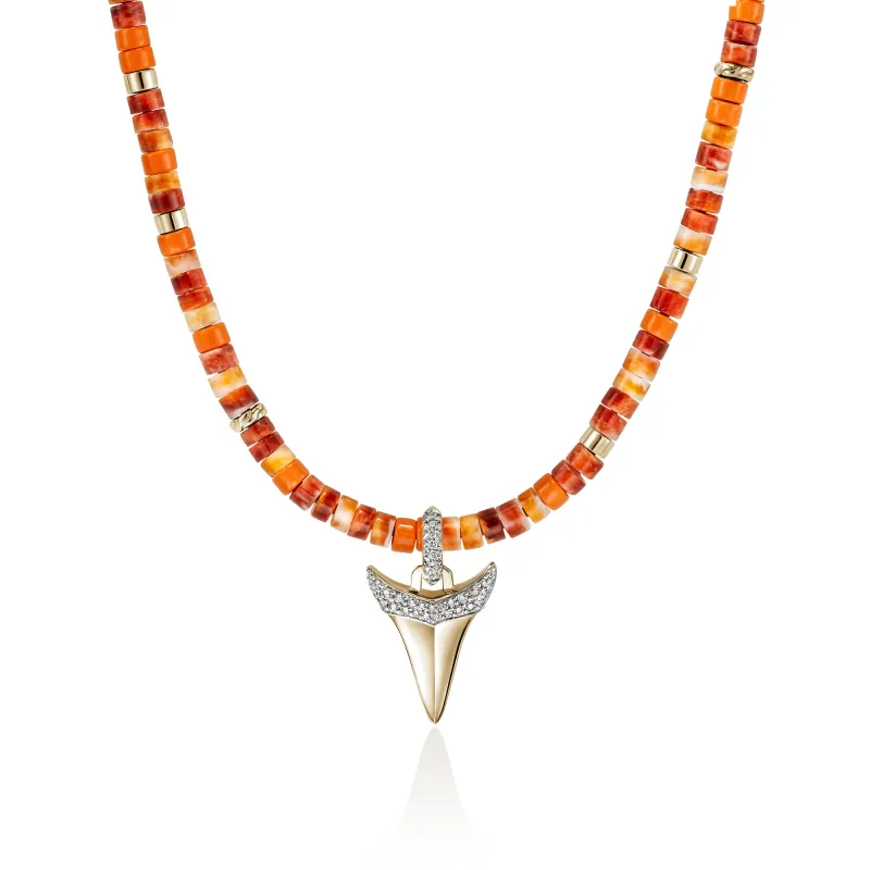 Sharktooth Heishi Necklace, Gold, Hardstones, Enamel, Diamonds|NMZZP988632OROYSDI sold by John Hardy