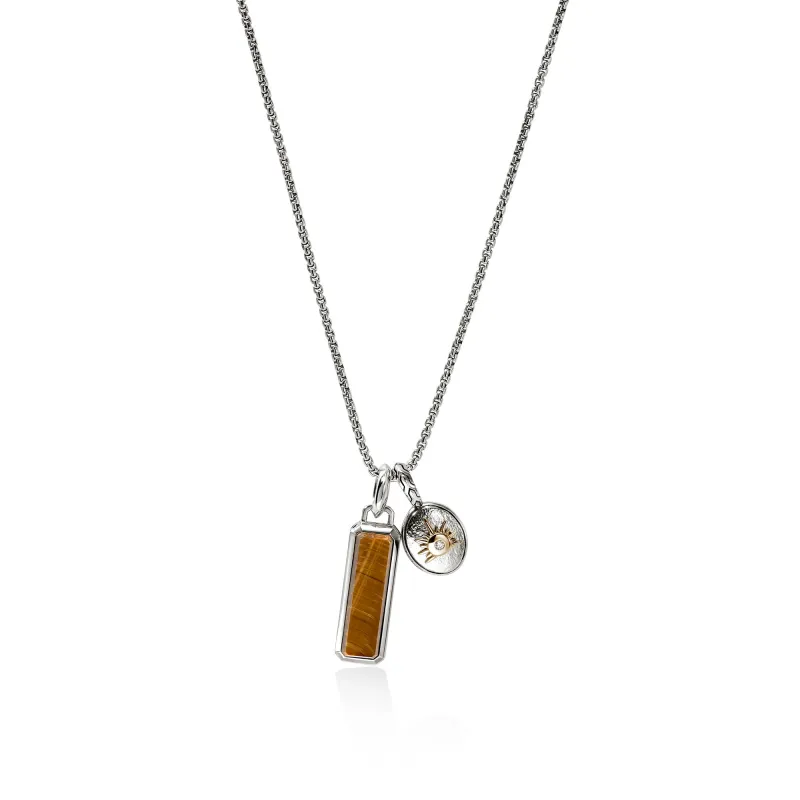 Sun Talisman Necklace, Gold, Sterling Silver, Tiger Eye|NMZZP98844TEDI sold by John Hardy