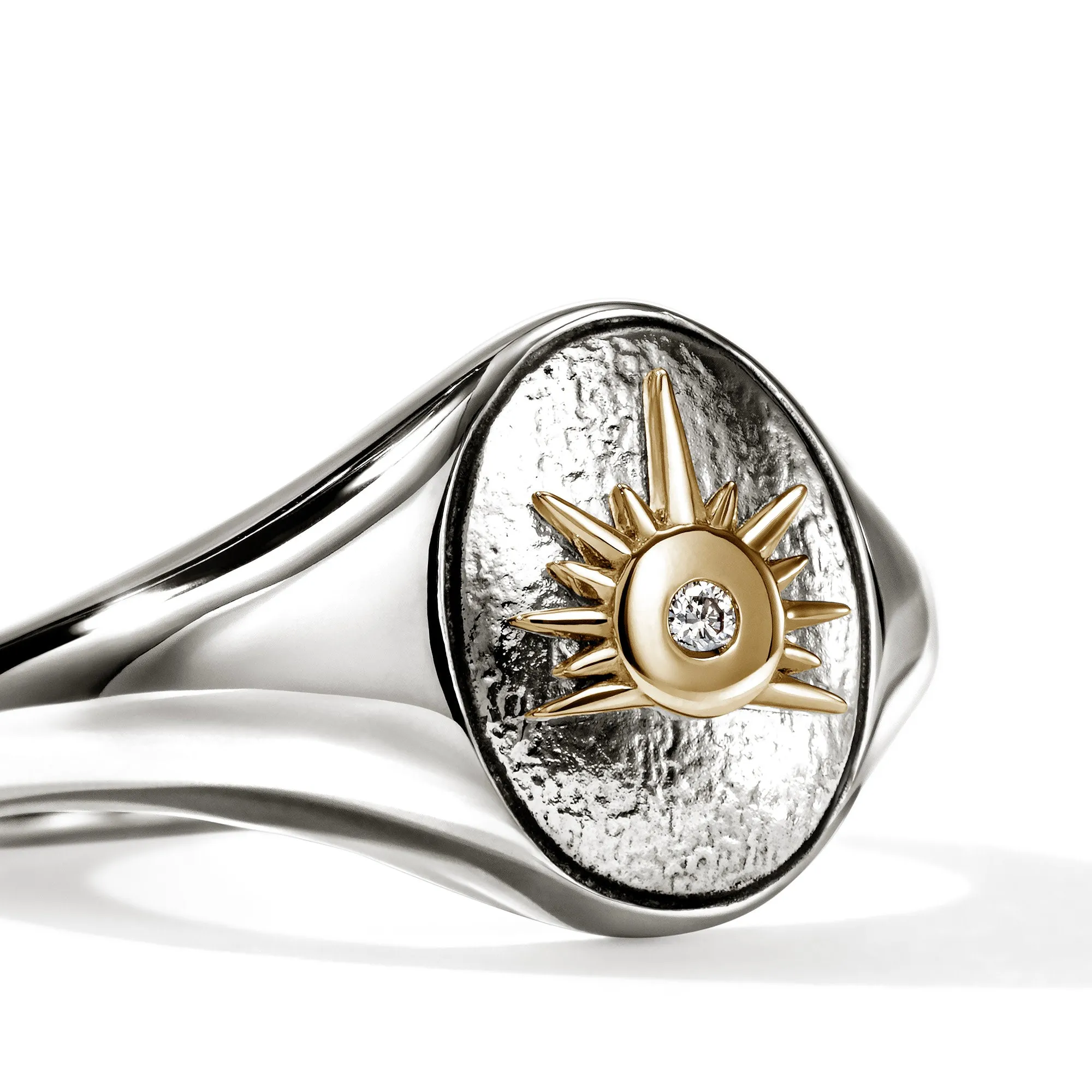 Sun Signet Ring, Gold, Sterling Silver, Diamonds|RMZZP988542DI sold by John Hardy product image thumbnail 2