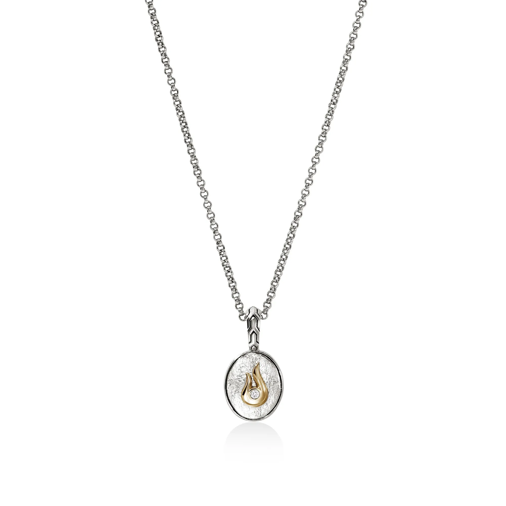 Flame Talisman Necklace, Gold, Sterling Silver, Diamonds|NZZP988242DI sold by John Hardy