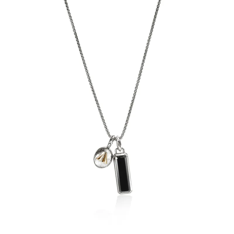 Split Gate Talisman Necklace, Gold, Sterling Silver, Black Onyx|NMZZ98845BON sold by John Hardy
