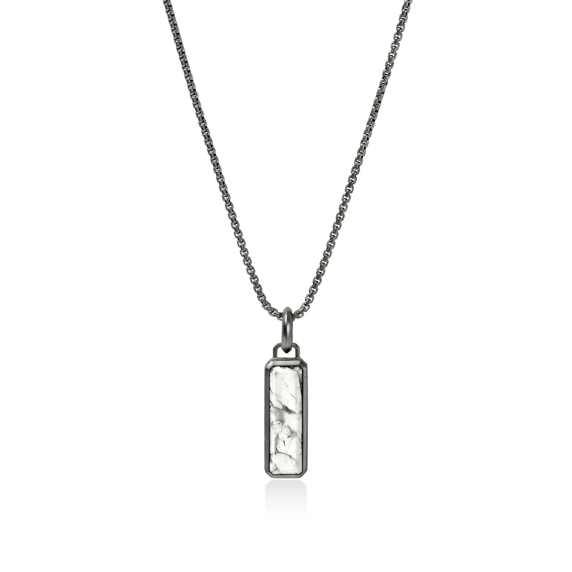 Howlite Talisman Necklace, Dark Silver|NMS988001SMBRDWHL sold by John Hardy