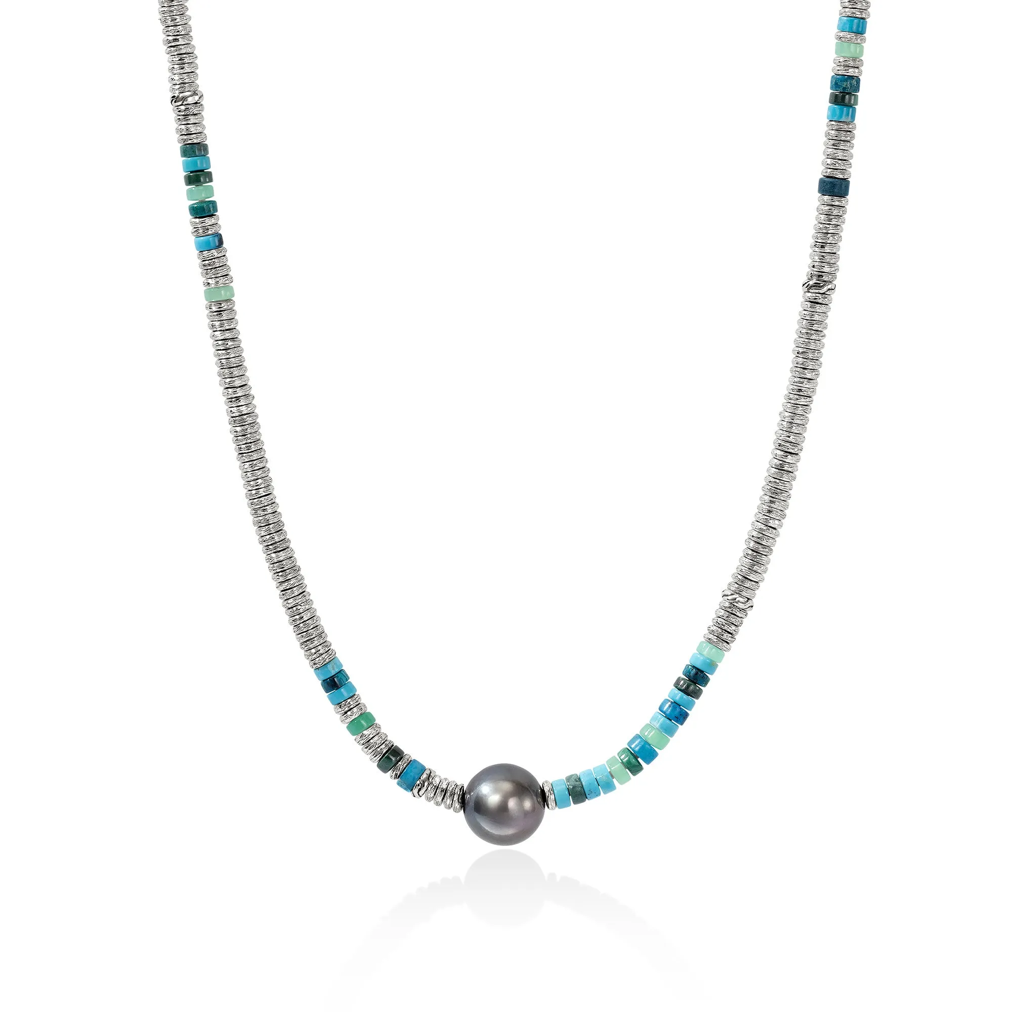 Heishi Necklace, Sterling Silver, Hardstones, Pearl|NMS987981TQCRS sold by John Hardy