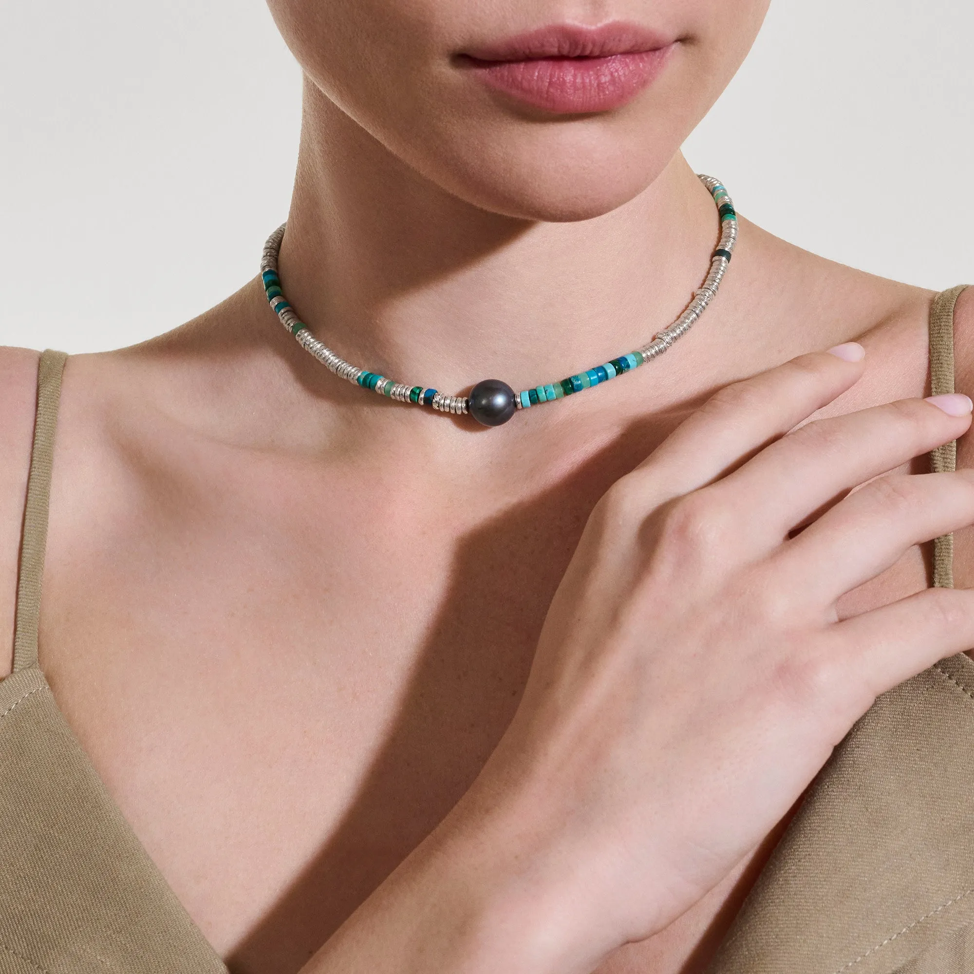 Heishi Necklace, Sterling Silver, Hardstones, Pearl|NMS987981TQCRS sold by John Hardy product image thumbnail 3