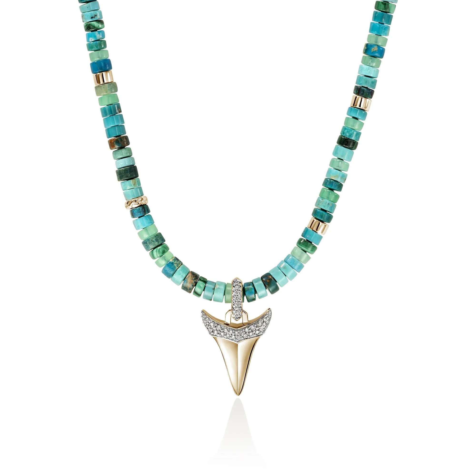 Sharktooth Heishi Necklace, Gold, Hardstones, Diamonds|NMGGX988642TQCRSDI sold by John Hardy