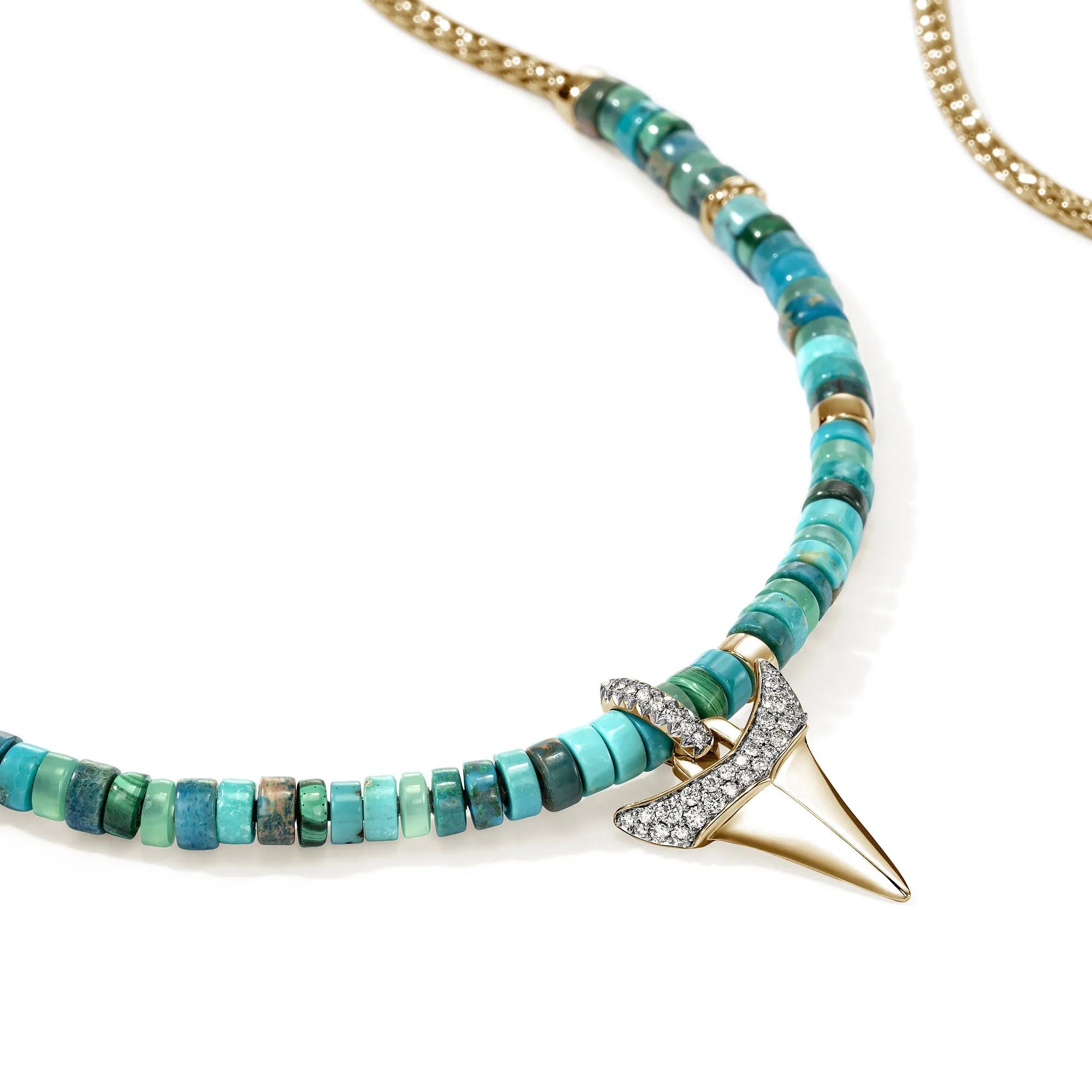 Sharktooth Heishi Necklace, Gold, Hardstones, Diamonds|NMGGX988642TQCRSDI sold by John Hardy product image thumbnail 2