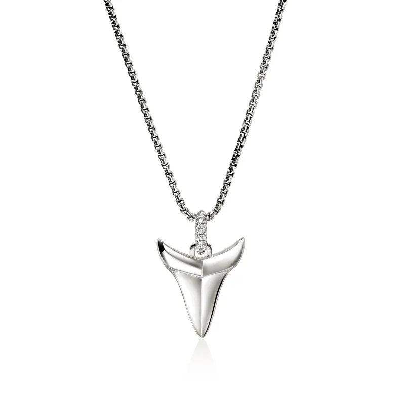 Shark Tooth Talisman Necklace, Sterling Silver, Diamonds|NMP987892DI sold by John Hardy