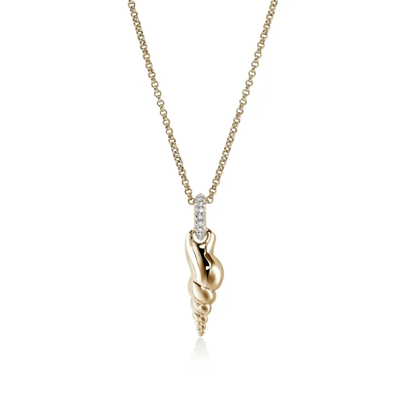 Shell Talisman Necklace, Gold, Diamonds|NGGX9012142DI sold by John Hardy