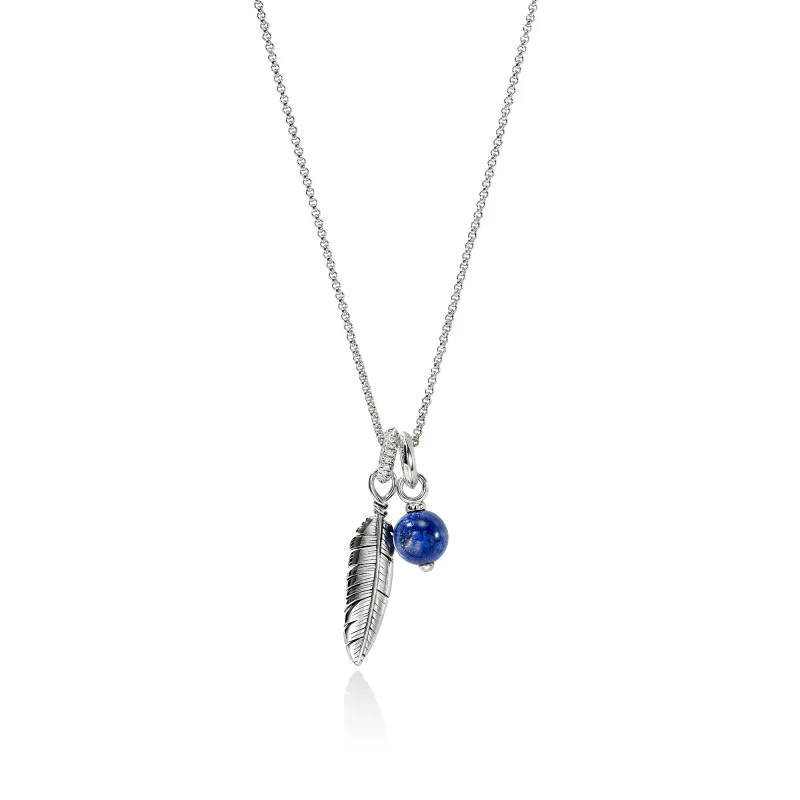 Feather Talisman Necklace, Sterling Silver, Diamonds, Hardstone|NBP989042LPZDI sold by John Hardy