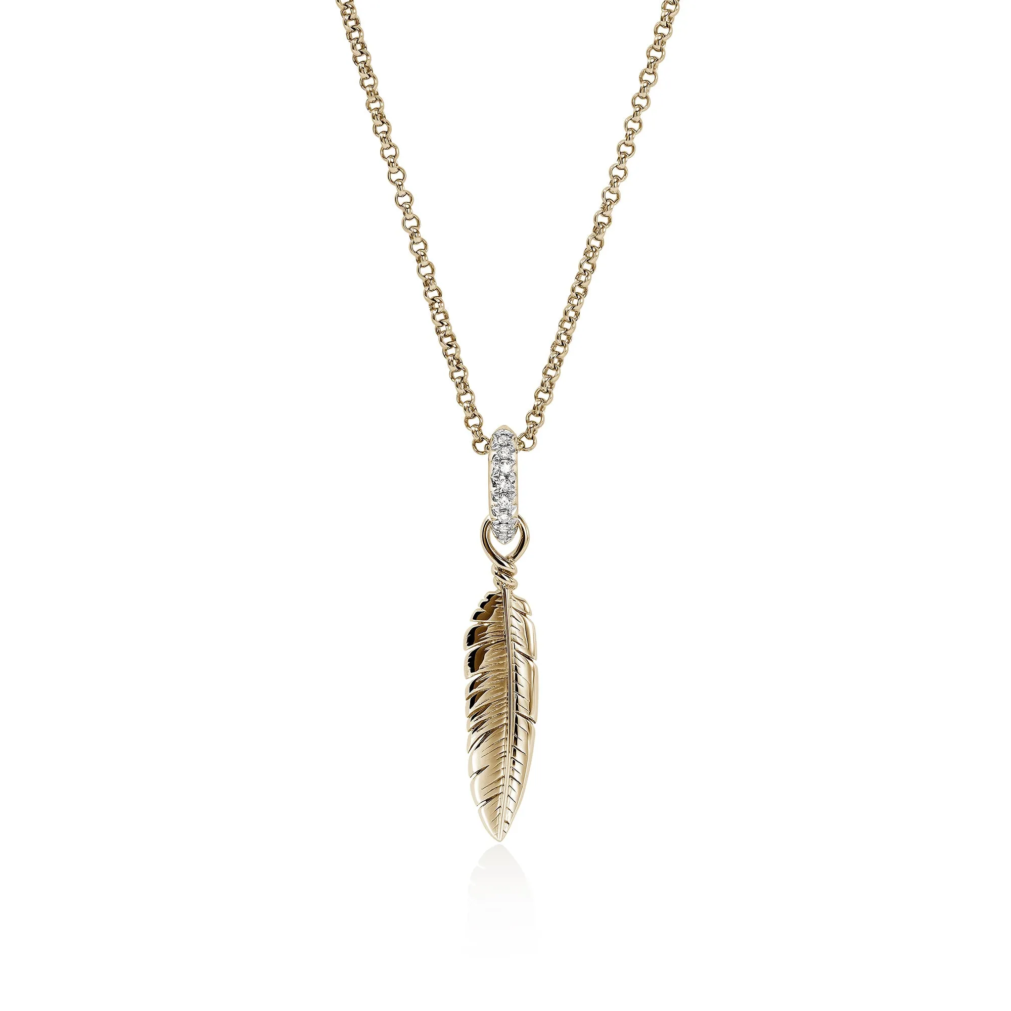 Feather Talisman Necklace, Gold, Diamonds|NGGX9012092DI sold by John Hardy