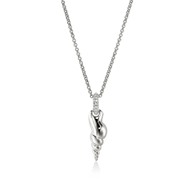 Shell Talisman Necklace, Sterling Silver, Diamonds|NBP9012142DI sold by John Hardy