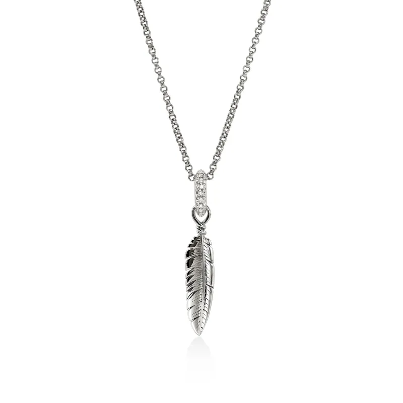 Feather Talisman Necklace, Sterling Silver, Diamonds|NBP9012092DI sold by John Hardy