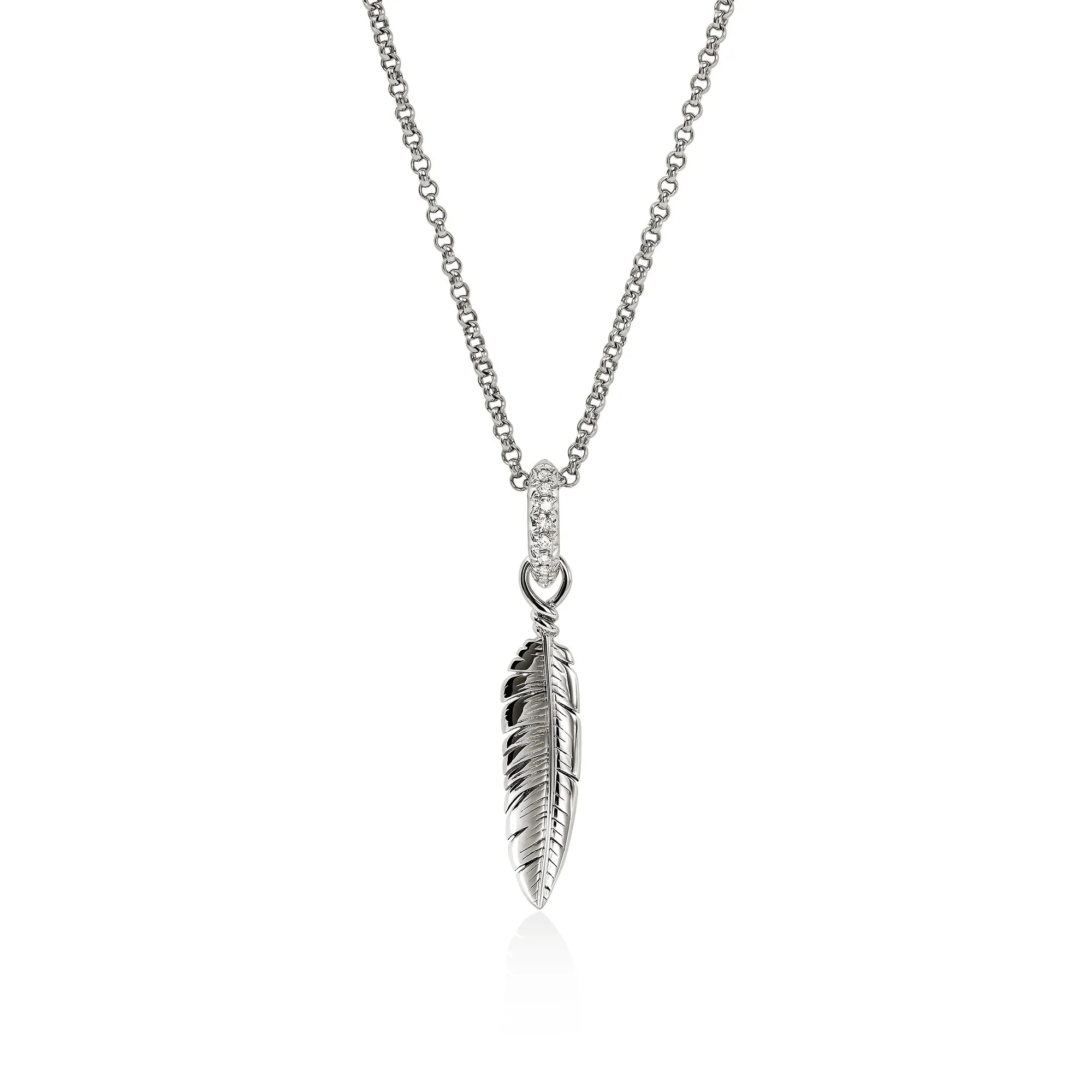 Feather Talisman Necklace, Sterling Silver, Diamonds|NBP9012092DI sold by John Hardy