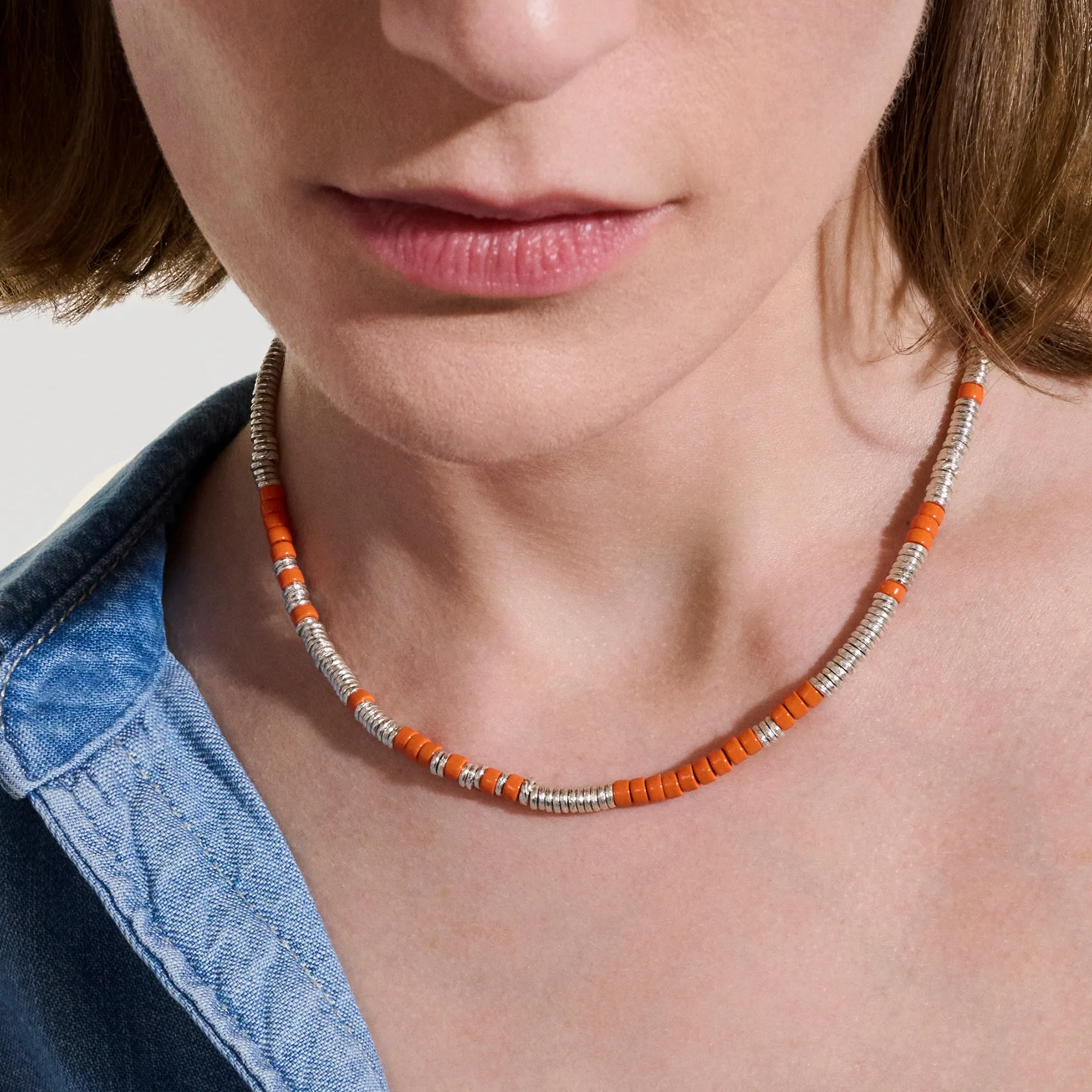 Heishi Necklace, Sterling Silver, Enamel|NM98907OR sold by John Hardy product image thumbnail 4