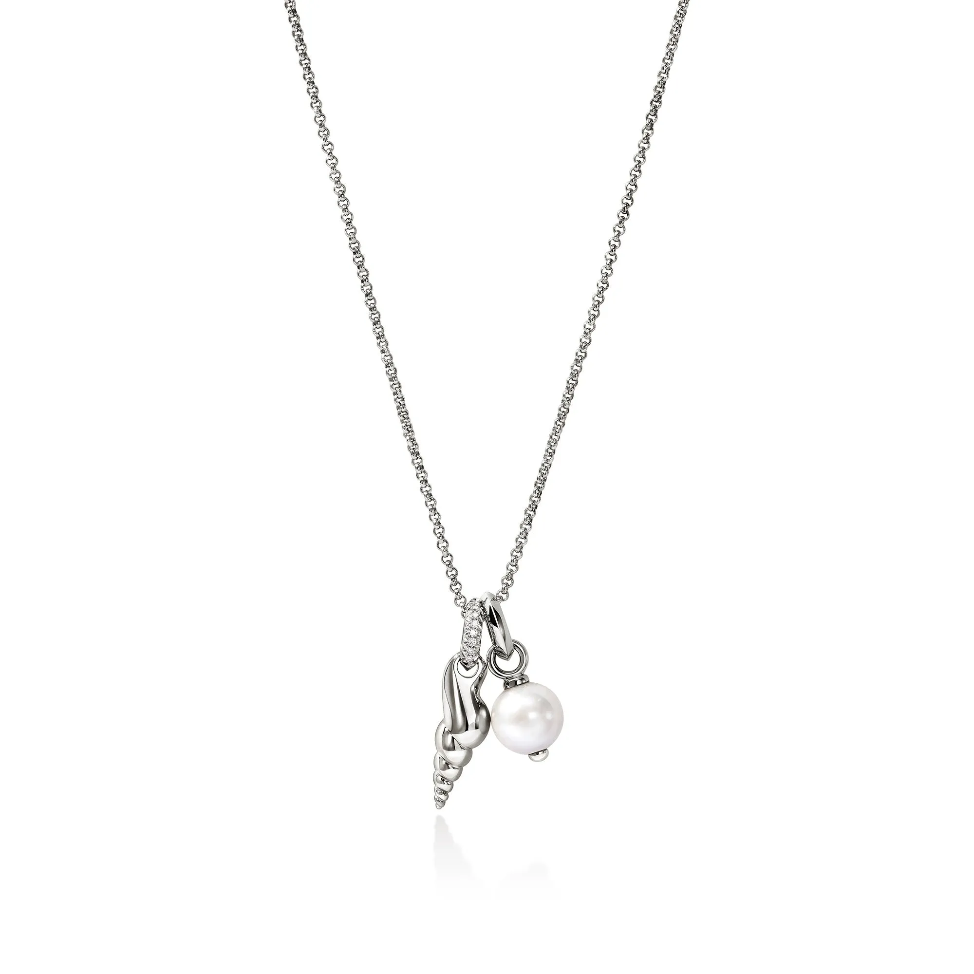 Shell Talisman Necklace, Sterling Silver, Diamonds, Pearl|NBP988902DI sold by John Hardy