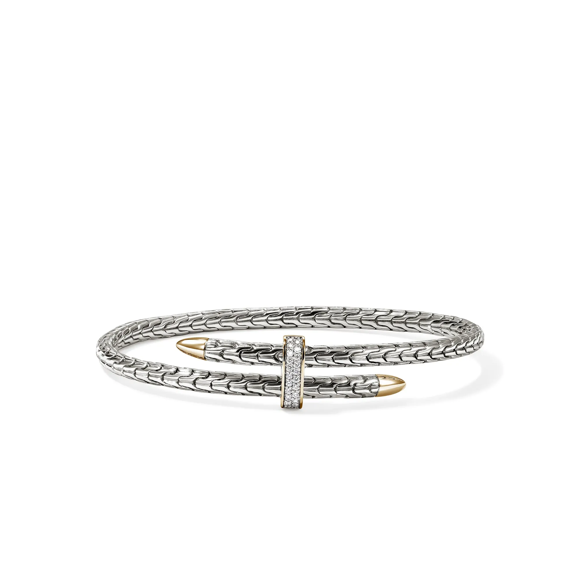 Spear Flex Cuff, Gold, Sterling Silver, Diamonds, 4MM|CZZP9878722DI sold by John Hardy