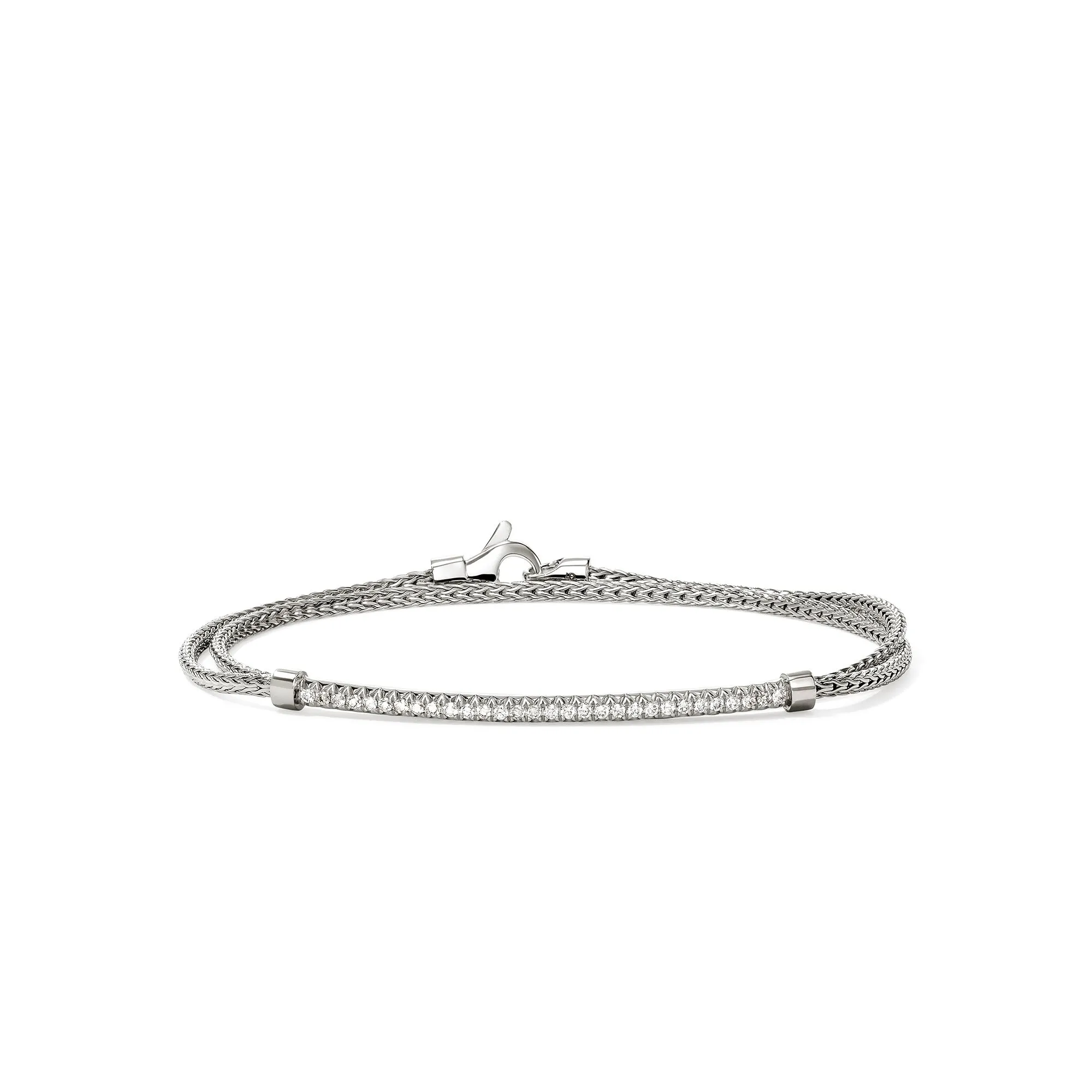 JH Essential Pavé Wrap Bracelet, Sterling Silver, Diamonds, 1.8MM|BUP987852DI sold by John Hardy