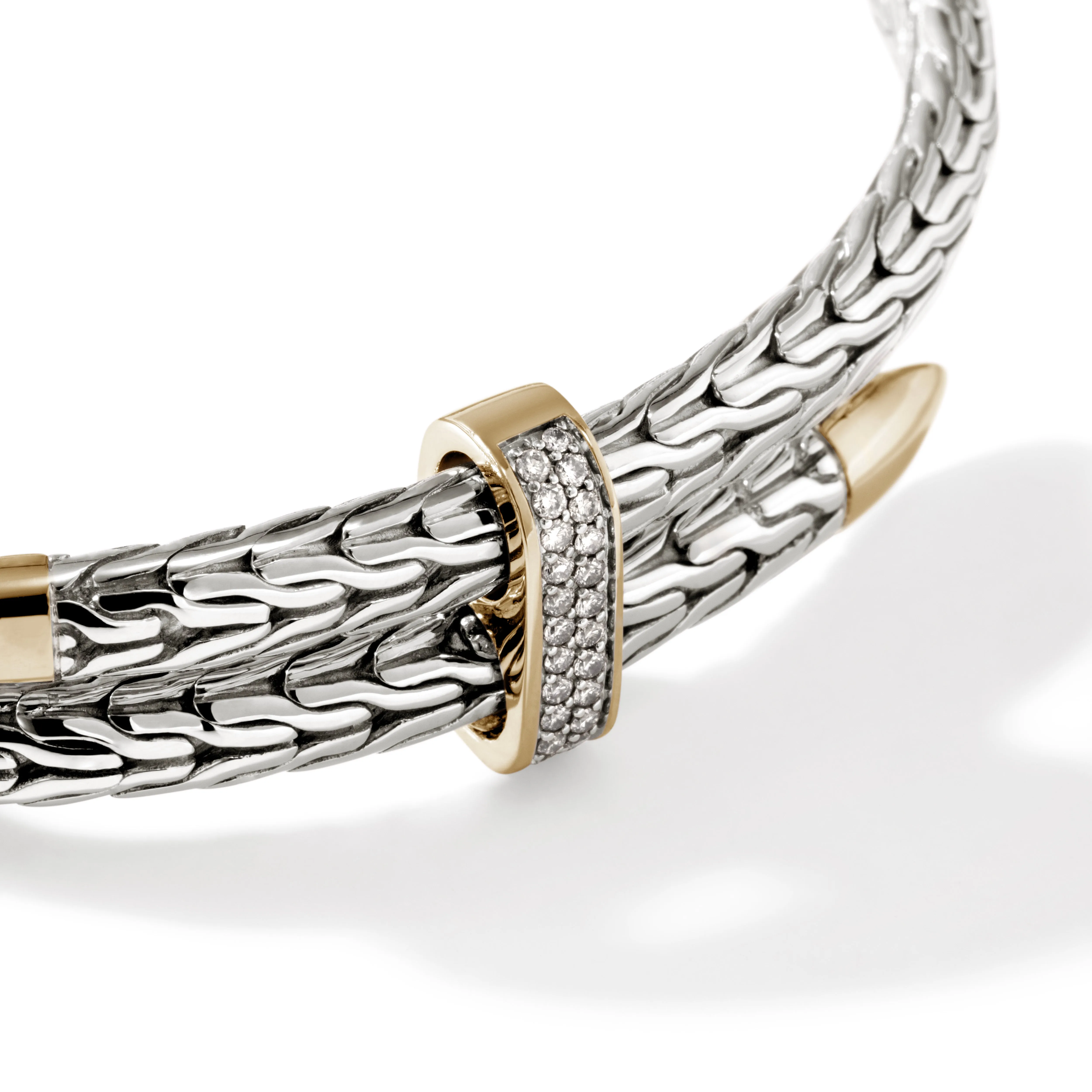 Spear Flex Cuff, Sterling Silver, Gold, Diamonds, 5.5MM|CZZP90110722DI sold by John Hardy product image thumbnail 2
