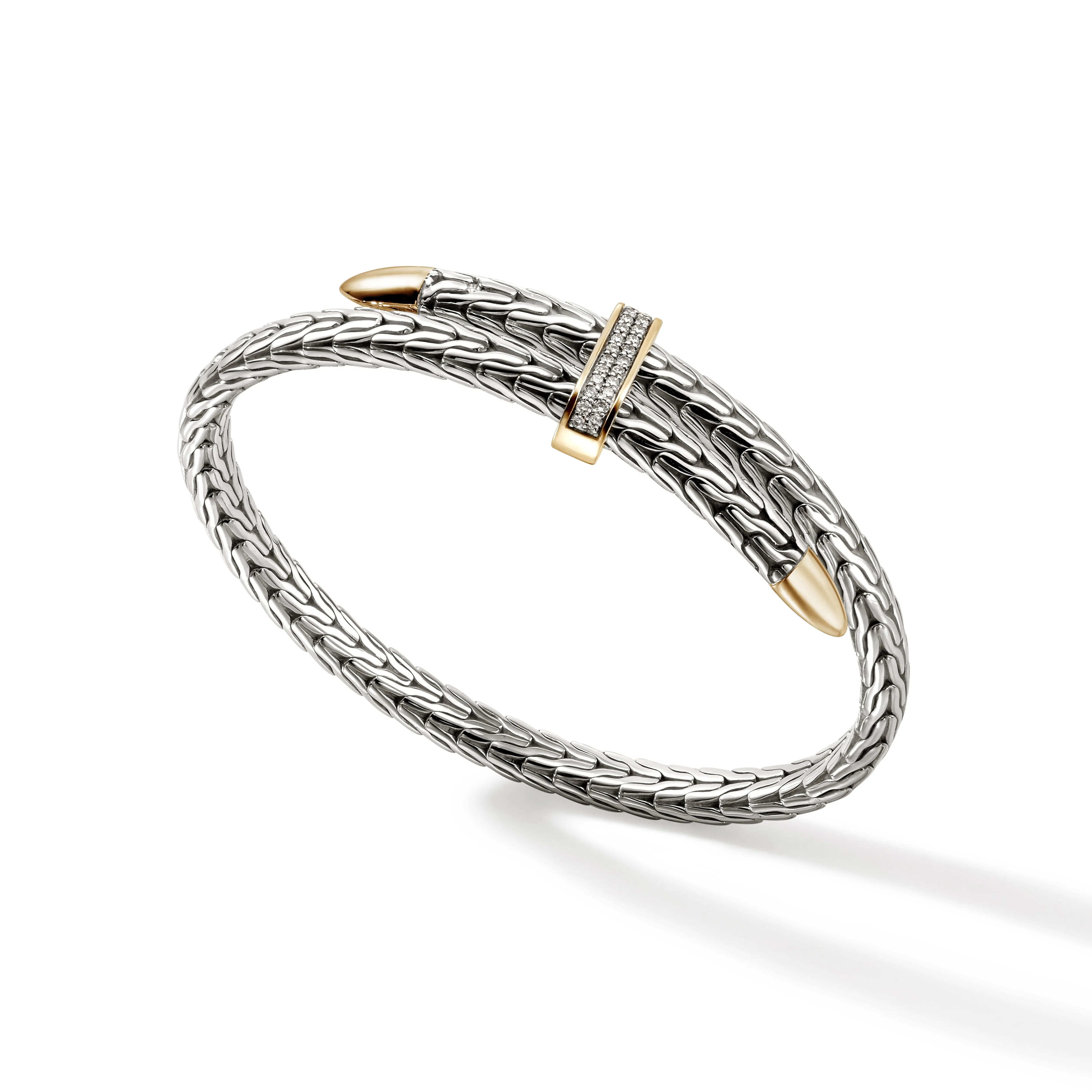 Spear Flex Cuff, Sterling Silver, Gold, Diamonds, 5.5MM|CZZP90110722DI sold by John Hardy product image thumbnail 3