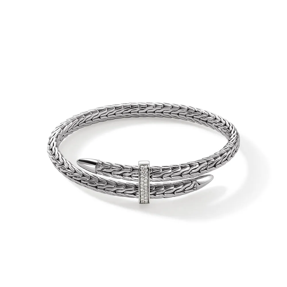 Spear Flex Cuff, Sterling Silver, Diamonds, 5.5MM|CBP9011072DI sold by John Hardy