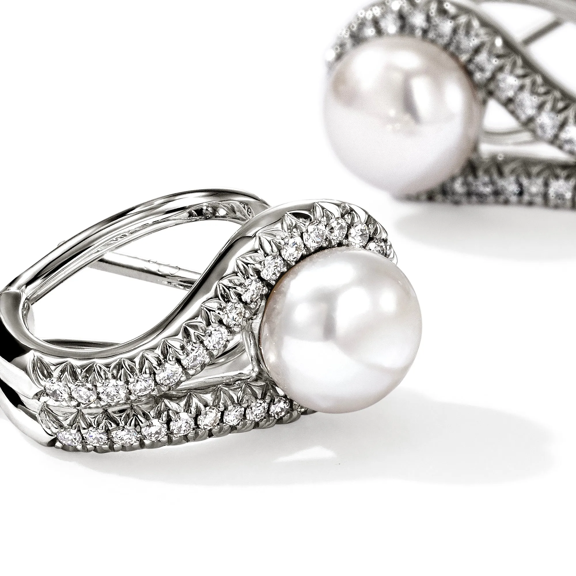 Surf Earrings, Sterling Silver, Diamonds, Pearl|EBP895042DI sold by John Hardy product image thumbnail 2