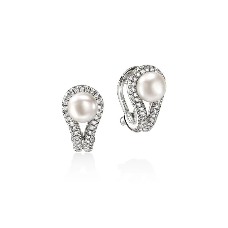Surf Earrings, Sterling Silver, Diamonds, Pearl|EBP895042DI sold by John Hardy